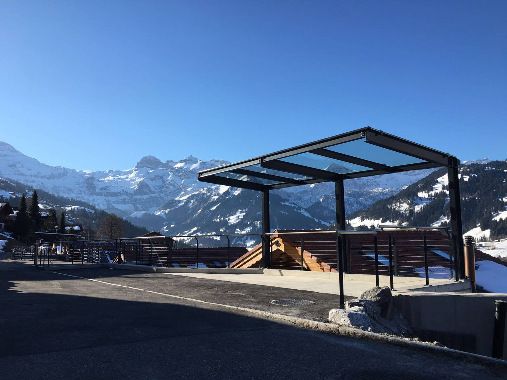 Carport Autounterstand Stahl Glas Lenk