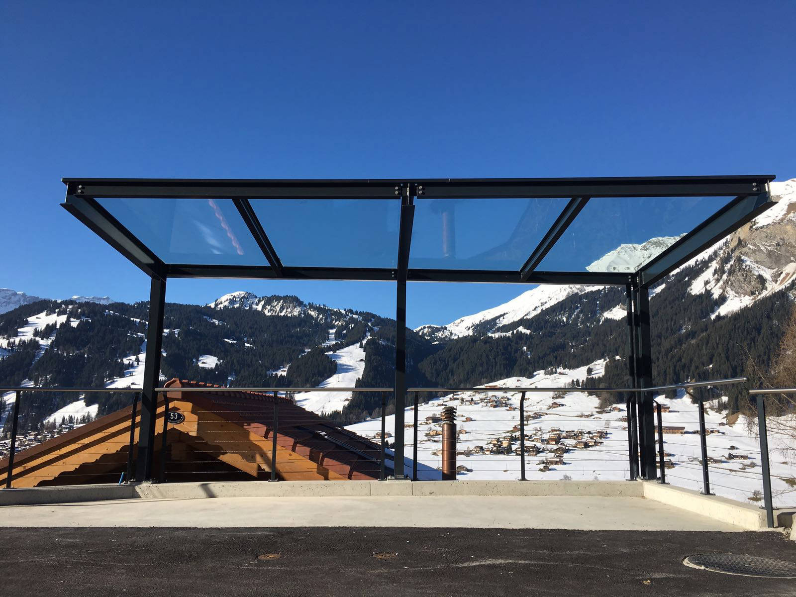 Carport Autounterstand Dach Stahl Metall Glasdach Lenk Spiez Thun Bern